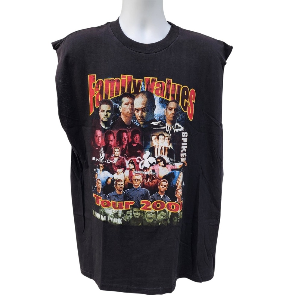Vintage Family Values Tour 2001 Sleeveless Band T Shirt XL Linkin Park STP